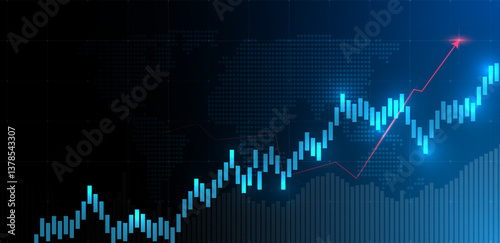 Financial chart with moving up stock market trading background