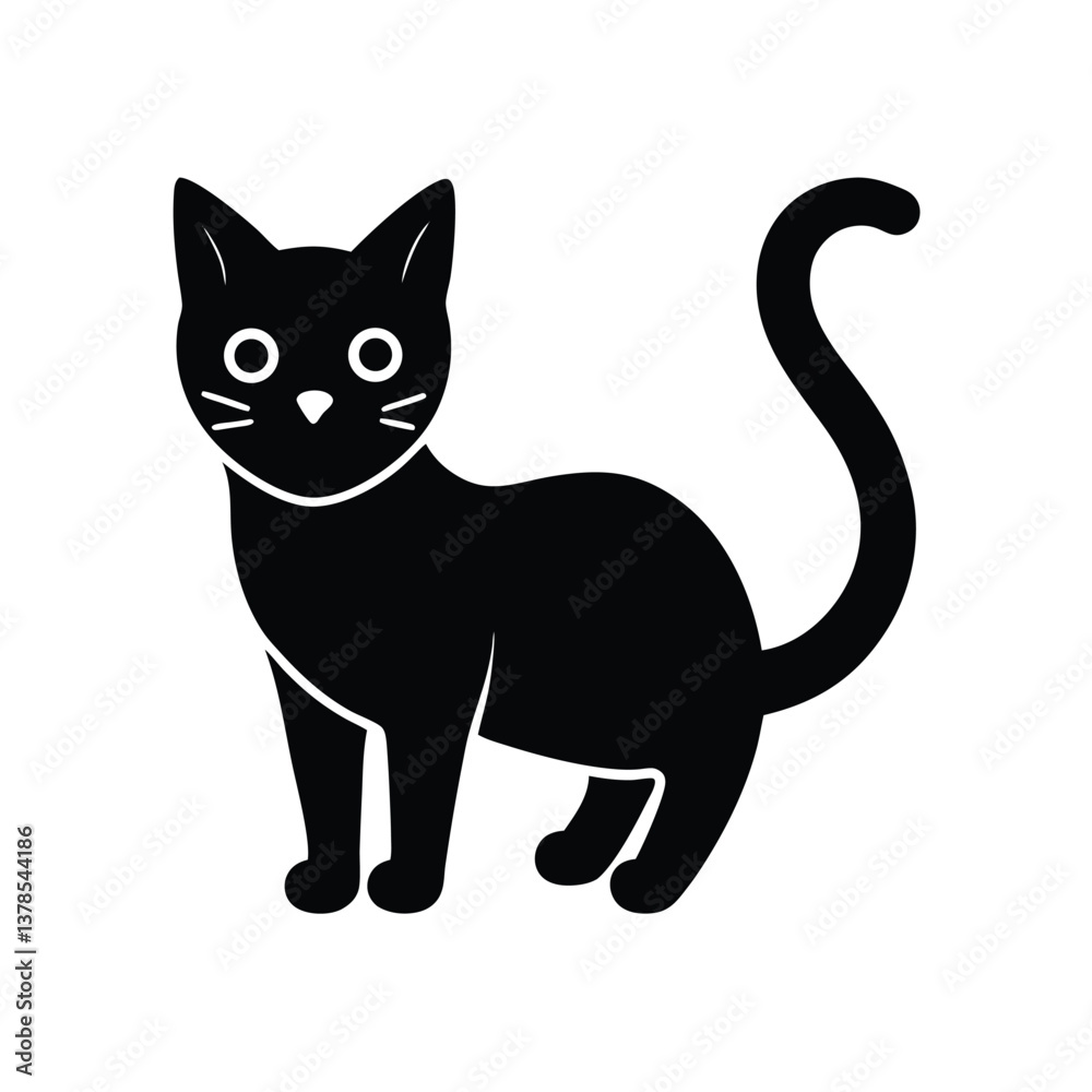 Obraz premium black and white cat vector illustration