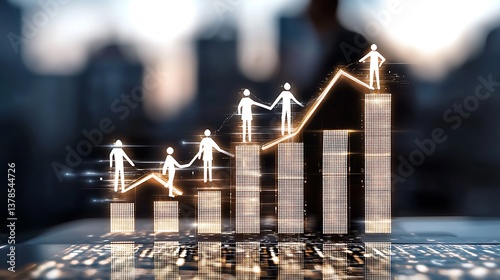 Business growth trends city skyline infographic chart urban environment dynamic perspective