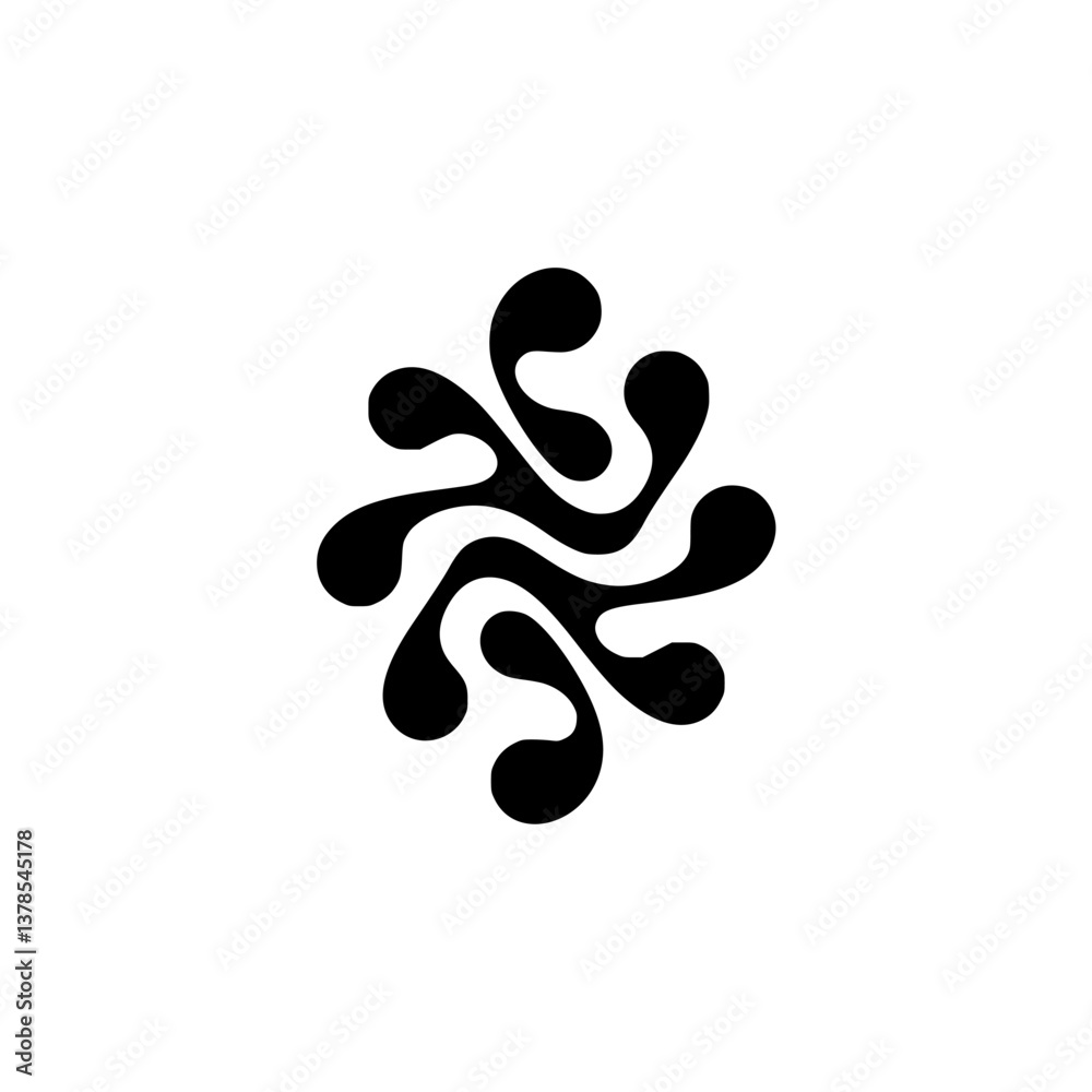 Abstract Organic Black Shape on Cream Background - Design Element Abstract Organic Black Shape on Cream Background - Design Element