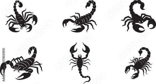 Scorpion Vector Set – Minimalist Silhouette Illustrations on White Background
