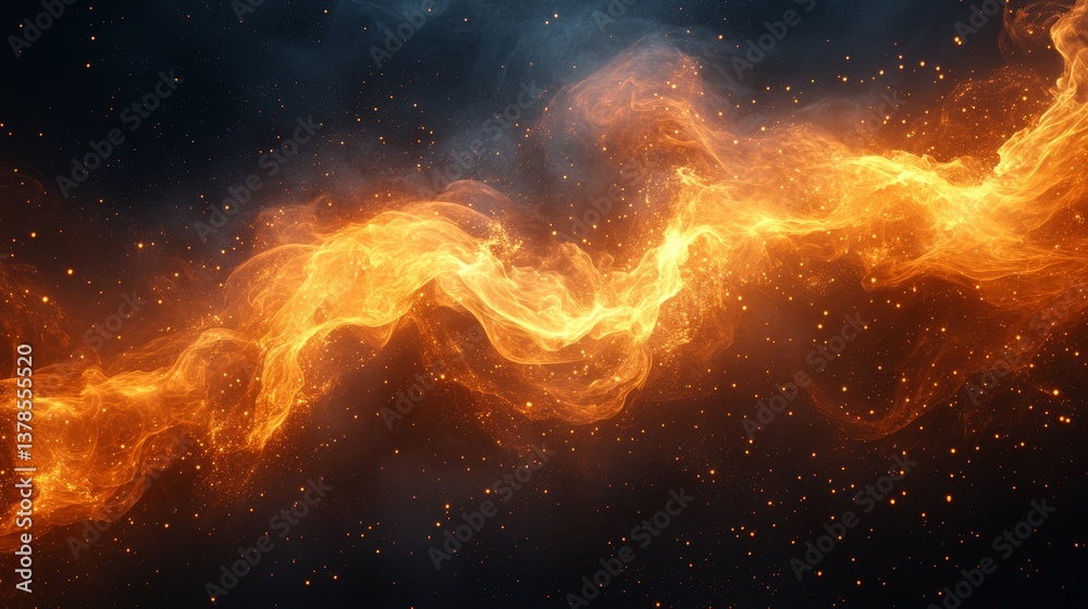 Dynamic fiery explosion with vibrant yellow smoke on dark backdrop representation Dynamic fiery explosion with vibrant yellow smoke on dark backdrop representation