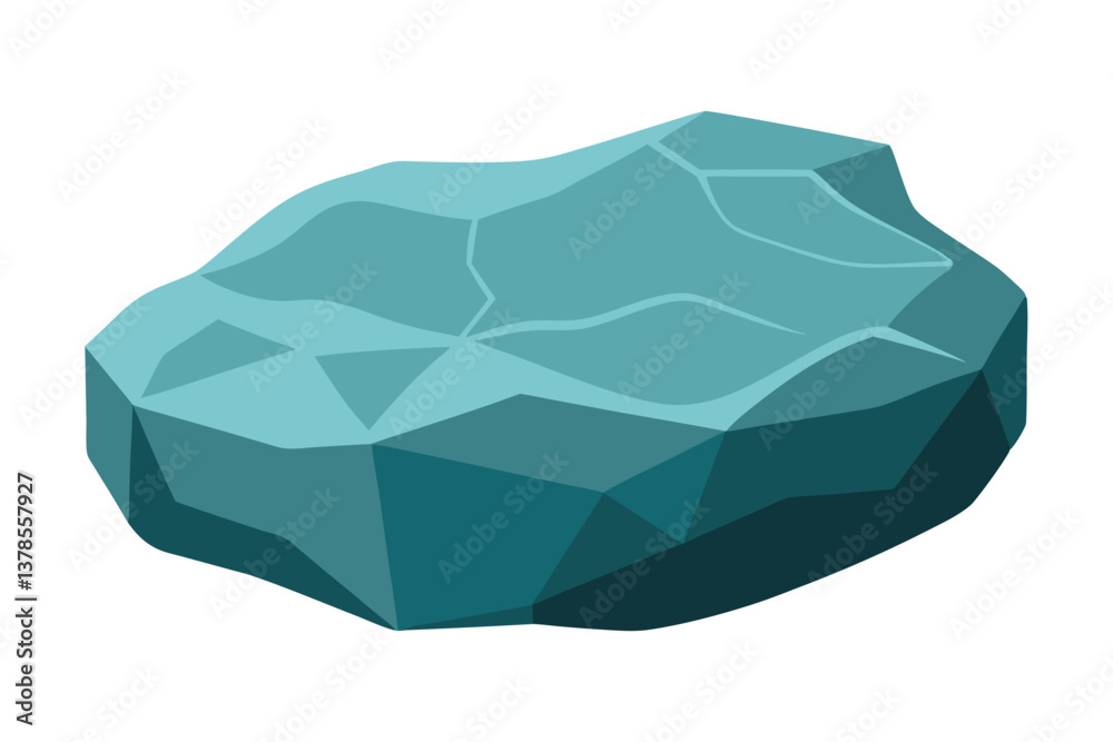 Naklejka premium Isometric Style Blue Rock on Transparent Background, Stone Mineral