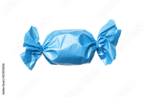 Shiny blue wrapped candy with twisted ends for celebrations, cut out