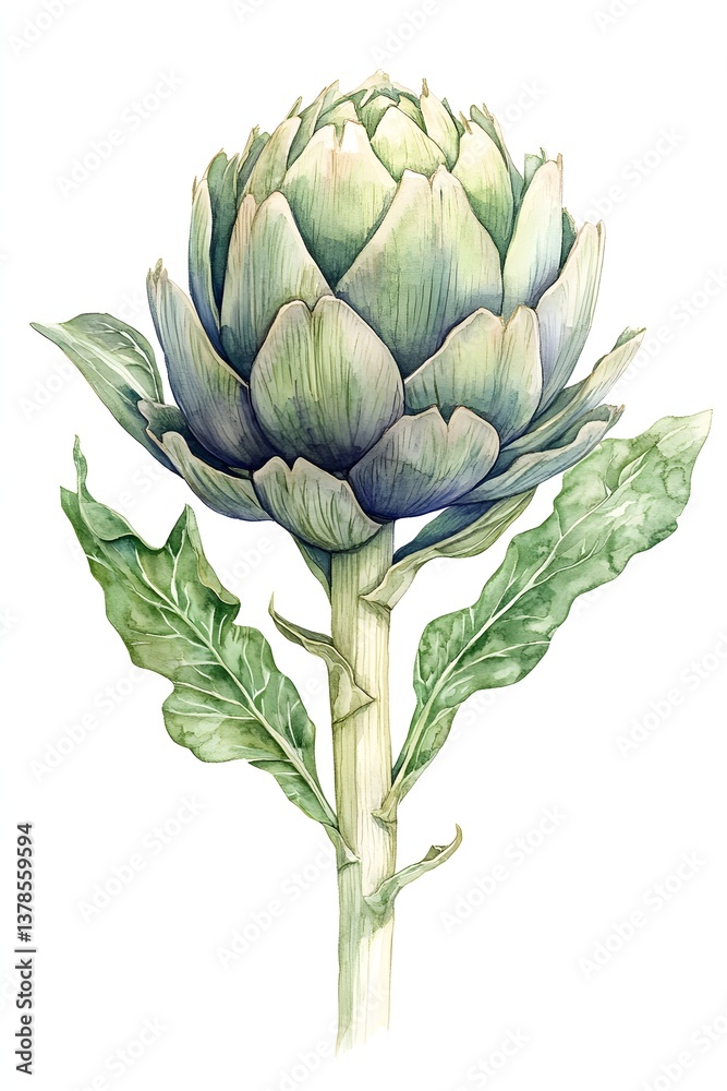 Obraz premium artichoke in watercolor, white background