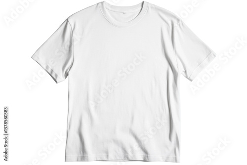 Plain white cotton t-shirt on transparent background, cut out