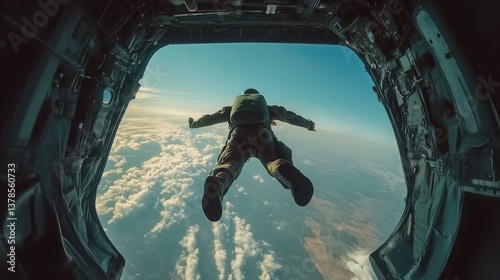 Wallpaper Mural airplane as a skydiver jumps from a military aircraft. Torontodigital.ca