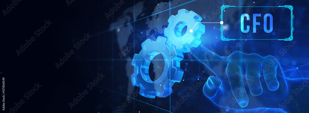 CFO - digital technology concept. Business, Technology, Internet and network concept. 3d illustration CFO - digital technology concept. Business, Technology, Internet and network concept. 3d illustration