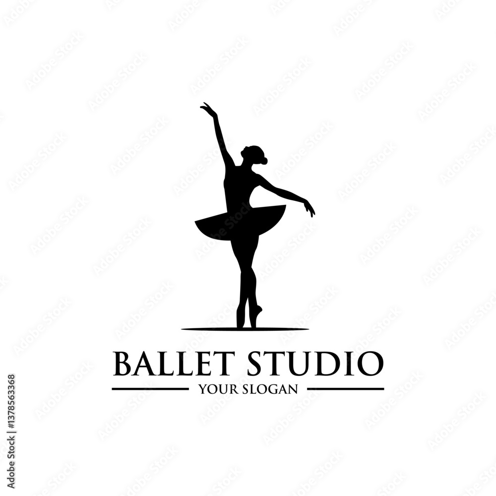 Naklejka premium vector logo dancer woman ballet studio