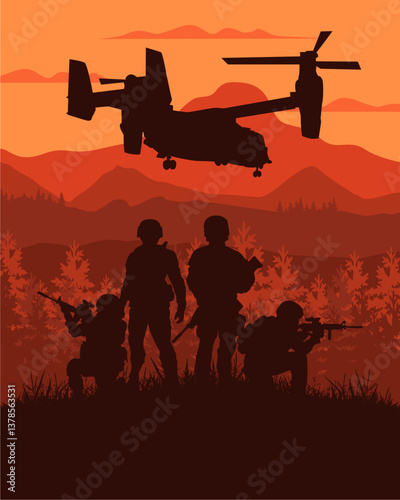 vector military army air force background silhouette