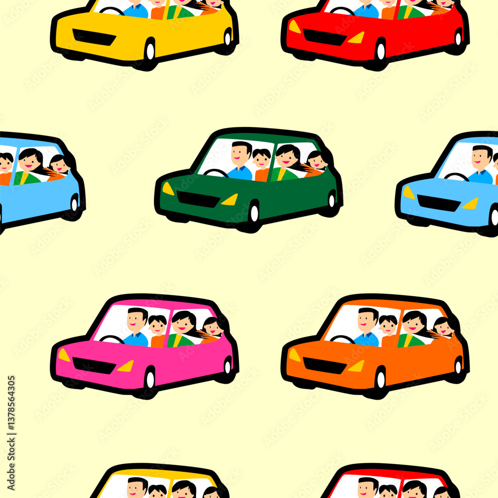 Naklejka premium vector seamless pattern with theme family car