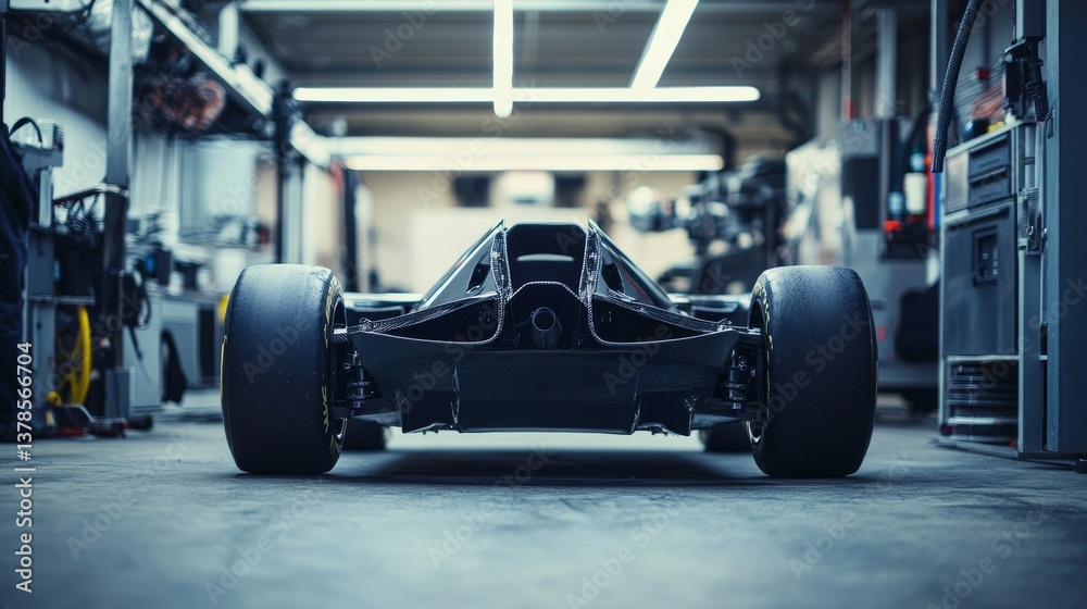 Fototapeta premium A behind-the-scenes look at a race carbon fiber chassis under development,