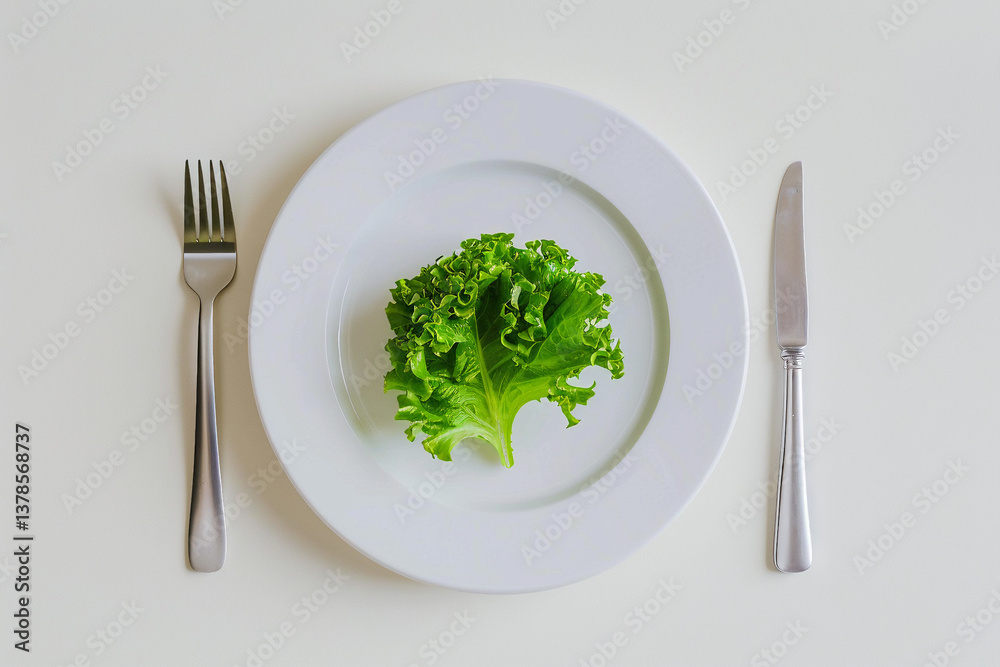 A fresh green salad on a simple white plate. A fresh green salad on a simple white plate.