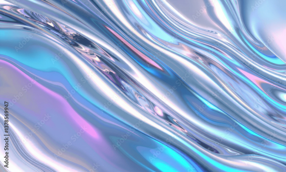 mesmerizing holographic wave background featuring fluid, iridescent colors of blue, pink, and silver that create sense of depth and movement. Perfect for modern design projects mesmerizing holographic wave background featuring fluid, iridescent colors of blue, pink, and silver that create sense of depth and movement. Perfect for modern design projects