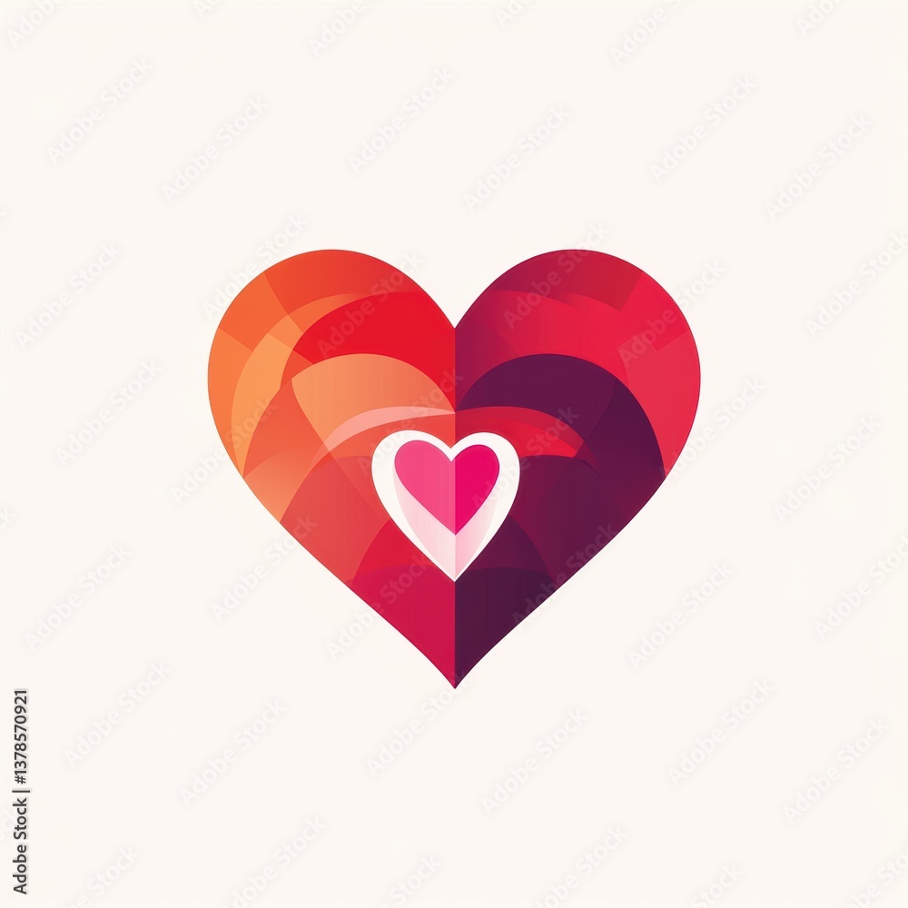 Abstract layered heart with inner smaller heart on light background. Abstract layered heart with inner smaller heart on light background.