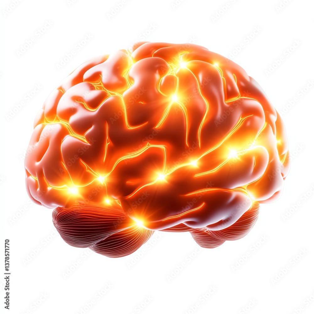 Intelligent brain illustration with glowing neural connections. Intelligent brain illustration with glowing neural connections.
