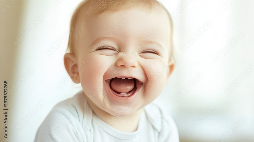 Closeup Portrait Of A Happy Infant With Open Mouth And Visible Teeth Closeup Portrait Of A Happy Infant With Open Mouth And Visible Teeth
