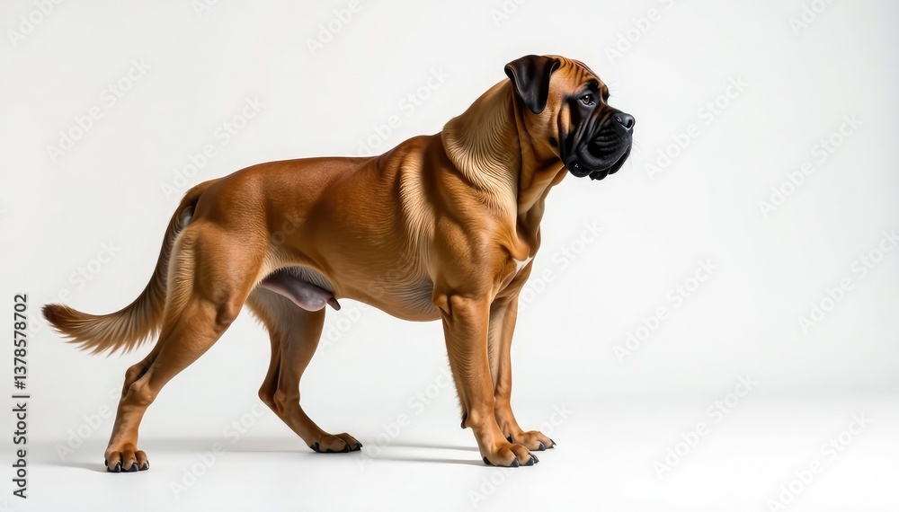 Obraz premium Majestic mastiff, powerful stance, white background, isolated, purebred