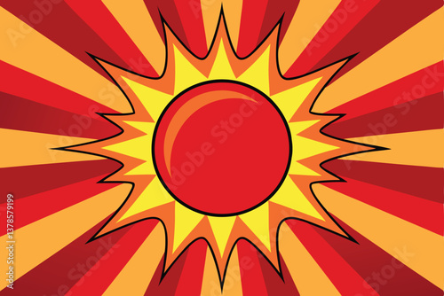 Vibrant Comic Explosion with Dynamic Rays in Red, Yellow and Orange Hue Art