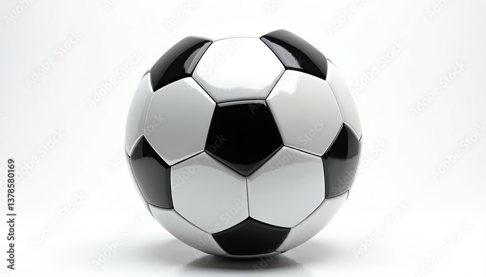 Obraz premium Soccer ball isolated white background. Classic black white football design. Sport equipment for league tournament game competition. Pro sport activity.