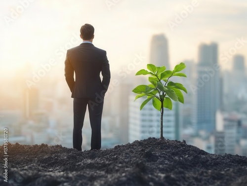 A corporate leader presenting strategies for longterm sustainable business resilience
