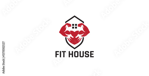 The Fit House logo design is simple and elegant. The house combined with the dumbbell logo concept. fitness house logo	
