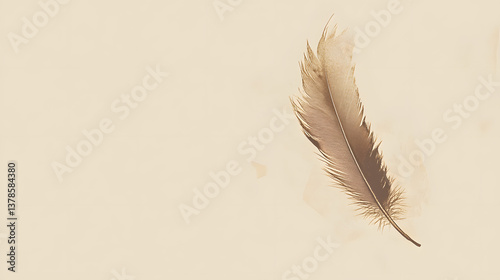 mocha color theme, minimalist style, feather, vector, bird, pen, pattern, illustration, nature, drawing, quill, design, art, decoration, leaf, plume, symbol, element, object, single, writing, light, w