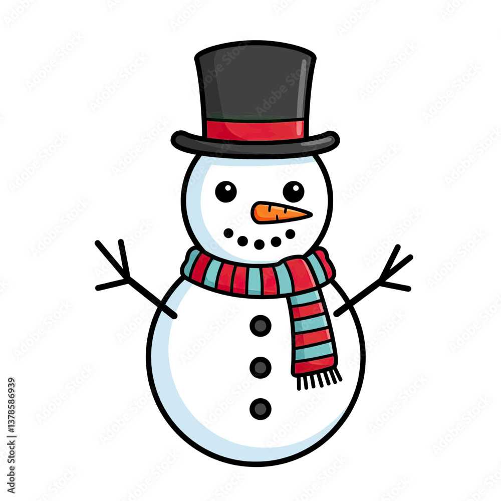 Cheerful Snowman: A classic snowman, adorned with a top hat, carrot nose, and striped scarf, stands as a whimsical emblem of winter, embodying the festive spirit and the magic of the holiday season. Cheerful Snowman: A classic snowman, adorned with a top hat, carrot nose, and striped scarf, stands as a whimsical emblem of winter, embodying the festive spirit and the magic of the holiday season.