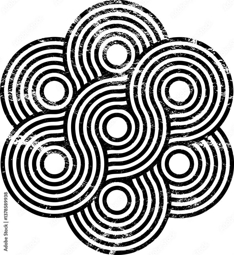 Fototapeta premium Large vector textured circular geometric shape with a transparent background