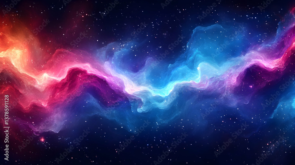 Fototapeta premium Abstract Nebula and Starfield in Deep Space Featuring Vivid Blue Purple and Red Colors Creating a Cosmic Galaxy Scenery