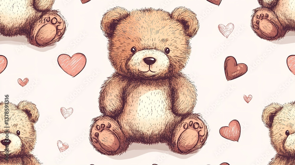Cute teddy bear pattern seamless vector illustration Cute teddy bear pattern seamless vector illustration