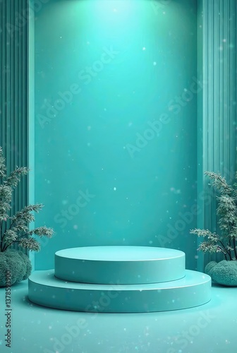 modern neutral-toned podium for product showcase