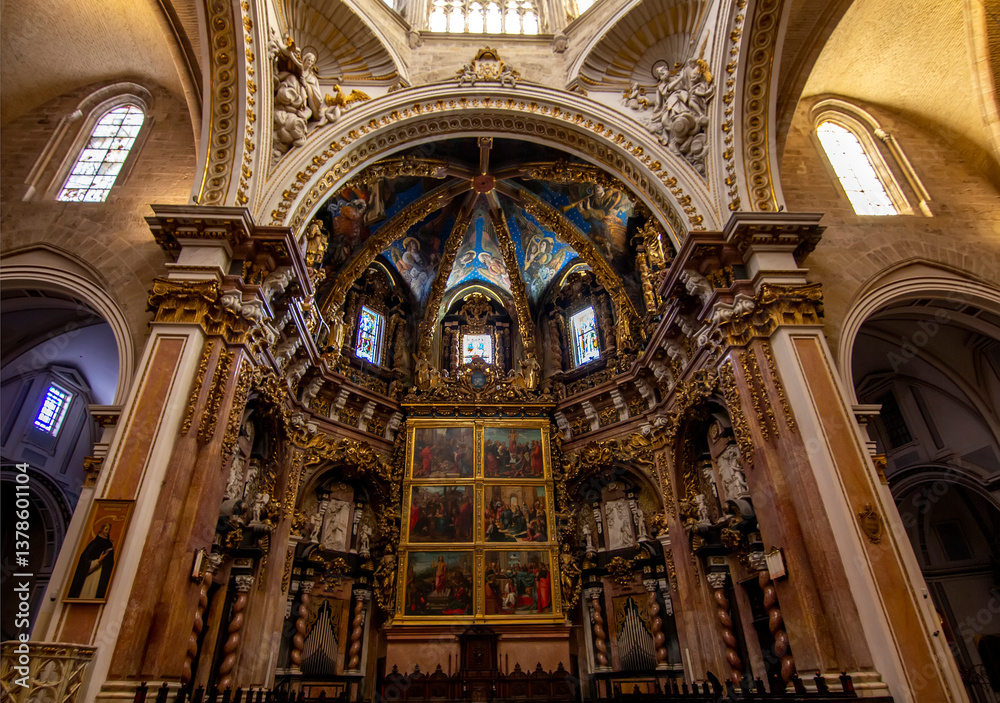 Interior of the Valencia Cathedral Altar, Spain