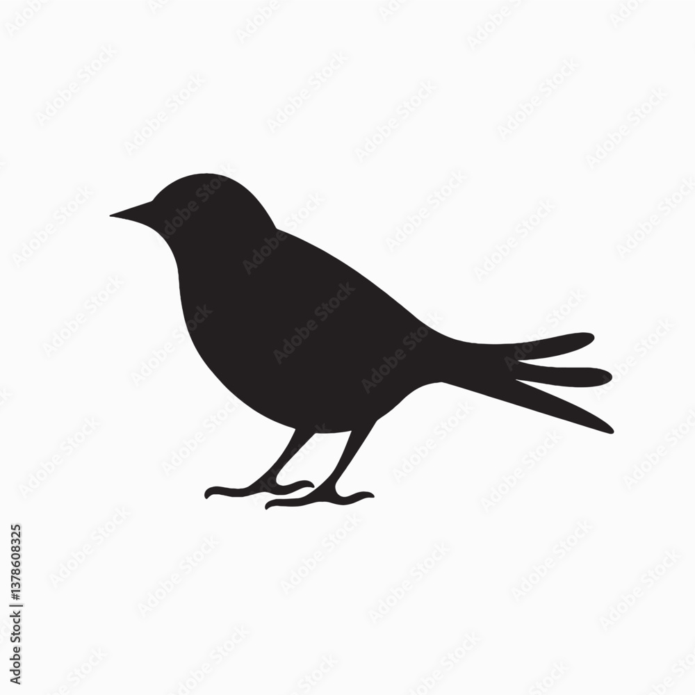 Fototapeta premium Black crow silhouette vector illustration on a branch