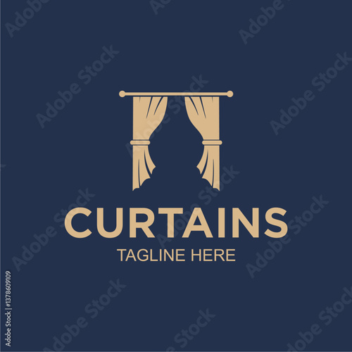 curtain logo line art graphic design icon template simple vector illustration. for business concept