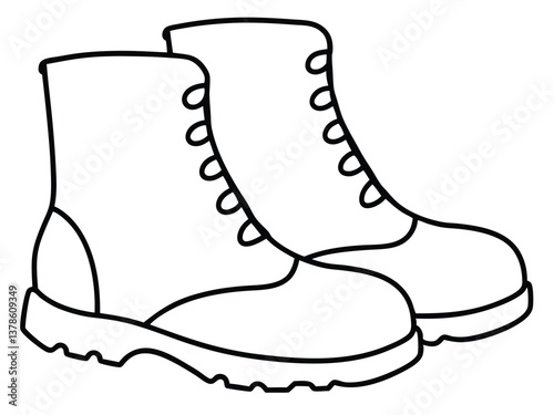Black and white Combat Boot silhouette. Army Combat Boot Silhouette Vector