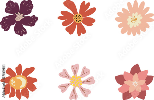 Wallpaper Mural Flower hand drawing watercolor cute minimalist cute element set Torontodigital.ca