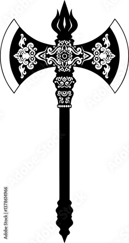 Traditional Tibetan Axe Silhouette