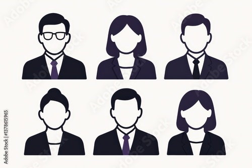 Six Business Professionals: Diverse Team Icons