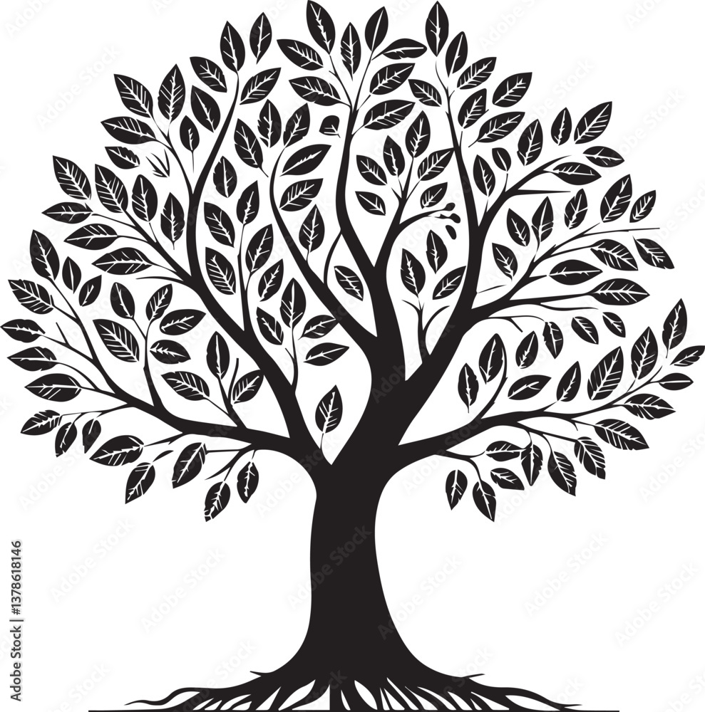 Obraz premium vector tree silhouette, tree vector illustration, tree vector isolated on white background