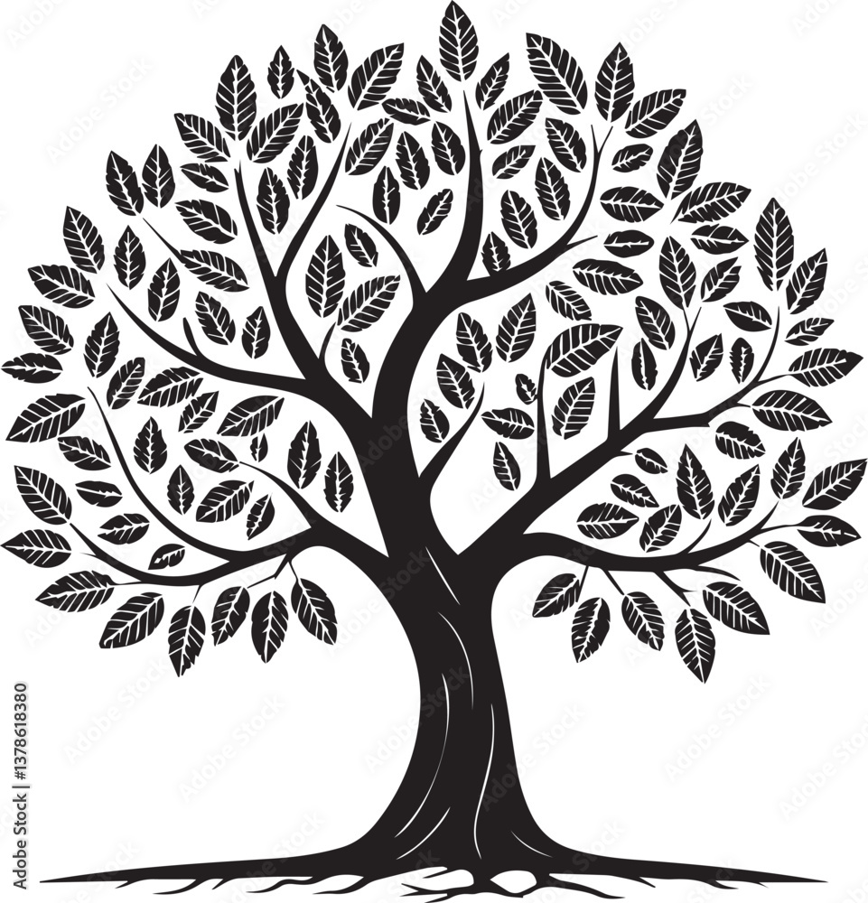 Obraz premium vector tree silhouette, tree vector illustration, tree vector isolated on white background