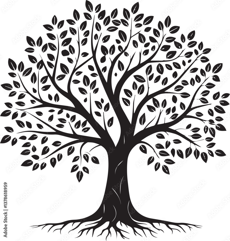 Obraz premium vector tree silhouette, tree vector illustration, tree vector isolated on white background