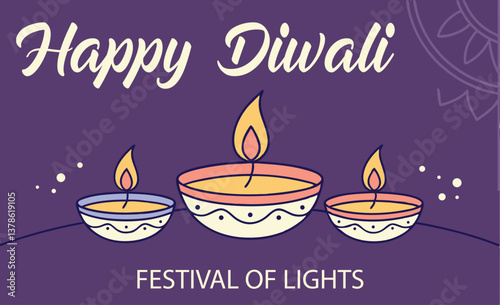 Happy Diwali, Festival Of Lights Indian, Banner poster