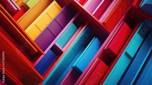 A densely packed shelf filled with an assortment of books,