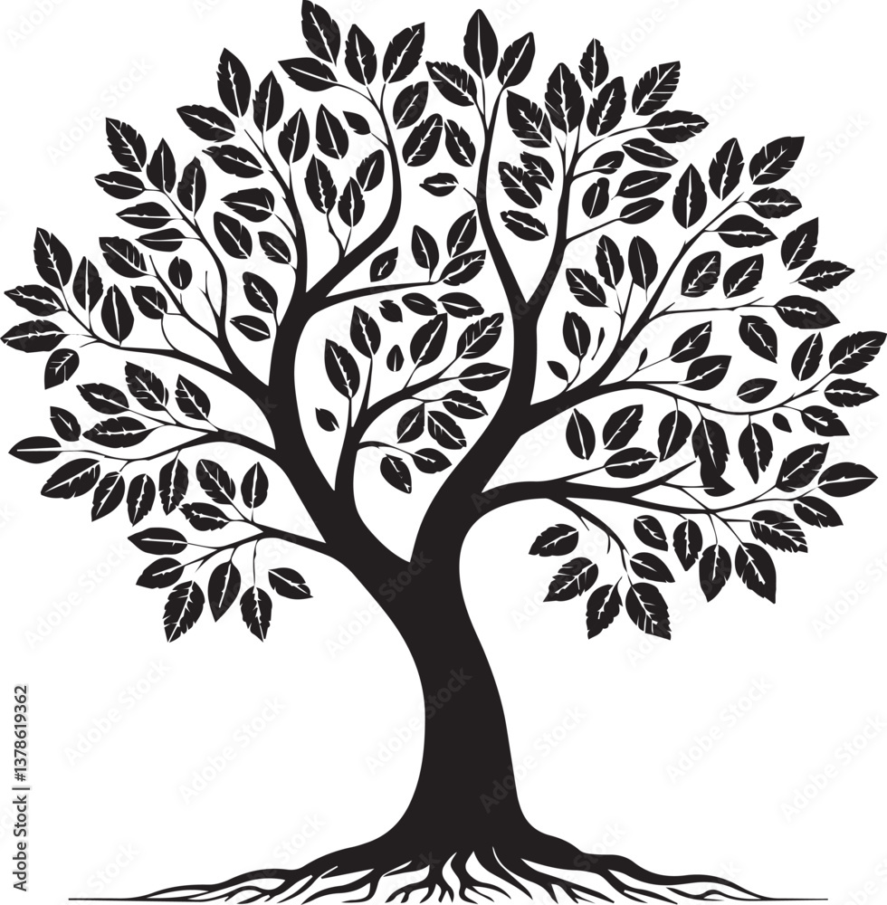 Obraz premium vector tree silhouette, tree vector illustration, tree vector isolated on white background