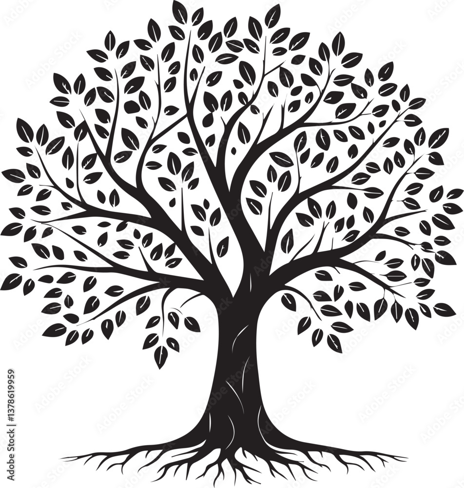Obraz premium vector tree silhouette, tree vector illustration, tree vector isolated on white background