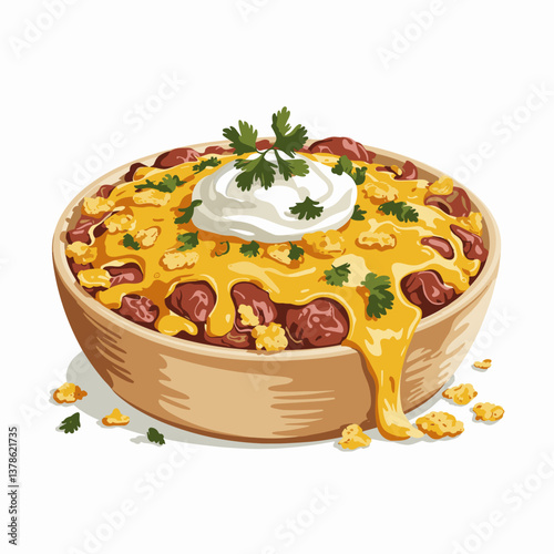 Illustrated Cheesy Tater Tot Casserole with Parsley Garnish