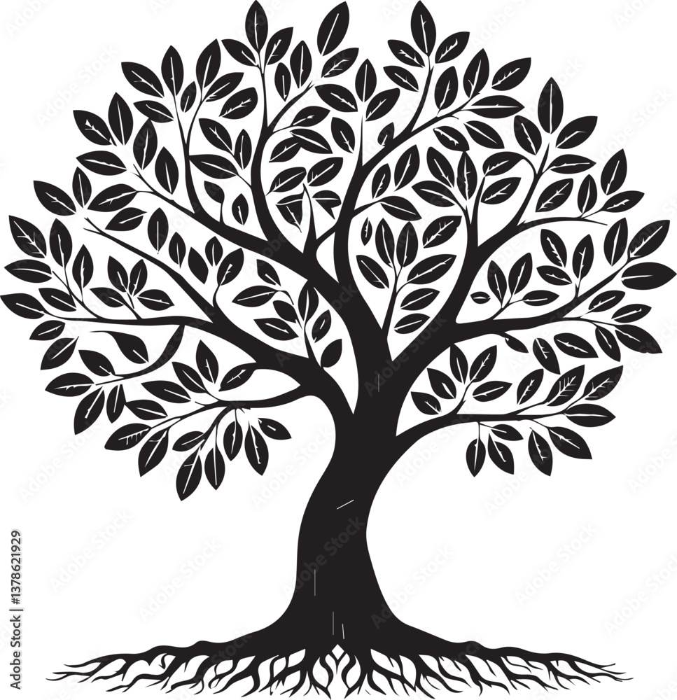 Obraz premium vector tree silhouette, tree vector illustration, tree vector isolated on white background