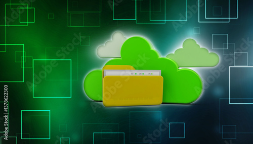 3d rendering Cloud computing concept, Cloud internet technology concept background, Cloud computing and network security technology concept