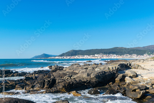View of the coast of Vila praia de Ancora. Caminha - Portugal